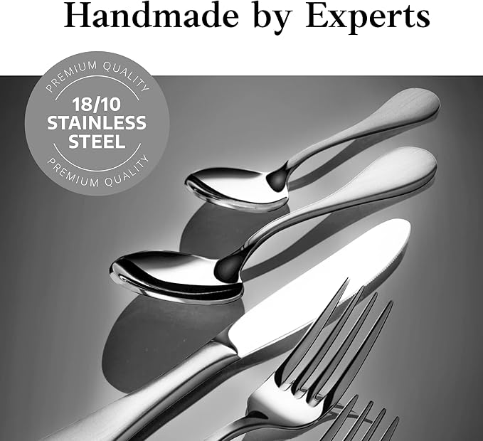 Artaste Rain 18/10 Stainless Steel Espresso Spoon Set of 6, Silver, 4.85-Inch
