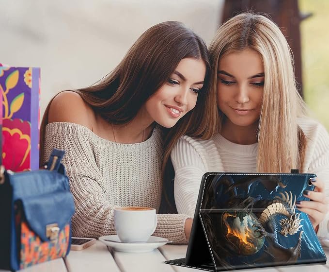 Case for All-New Amazon Fire HD 10 and 10 Plus Tablet (13th/11th Generation 2023/2021 Release) 10.1 Multi-Angle Smart Stand Cover Auto Sleep/Wake Skull and Fire
