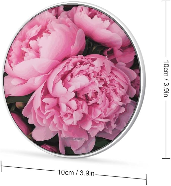 Pink Peony Wireless Charger Magnetic Phone Induction Charger 10w Fast Wireless Charging Station Compatible with iPhone 17 16 15 14 13 12 Pro Max Samsung Galaxy S25 S24 S23