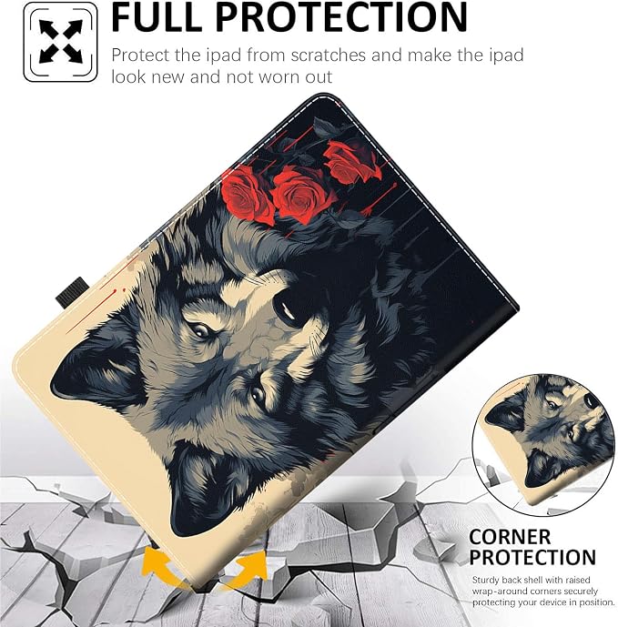 Case for All-New Amazon Fire HD 10 and 10 Plus Tablet (13th/11th Generation 2023/2021 Release) 10.1 Multi-Angle Smart Stand Cover Auto Sleep/Wake Skull and Fire