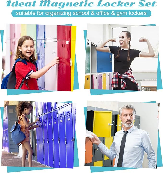 12 Pcs Locker Organizer and Decorating Kit, First Day of School Essentials for Girl Marble Print Whiteboard with Markers Locker Shelf Plush Area Rug String Light Mirror Magnetic Cup and Magnet (Blue)