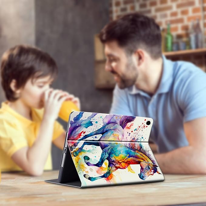 Case for Samsung Galaxy Tab A9 Plus 2023/A11 Plus 2025 11 inch Lightweight Protective PU Leather Smart Stand Cover with Auto Wake Sleep Tablet Case Cover - American Flag &amp Fish