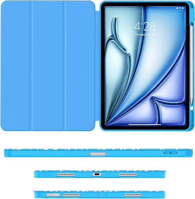 Soke Case for iPad Air 13 Inch (M4/M3/M22026-2024) iPad Pro 12.9 6th/5th Generation with Pencil Holder(2021 2022 Release)-[Apple Pencil Charging + Auto Wake/Sleep] Soft Back Cover Book Black