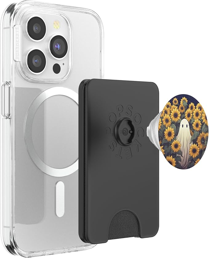 Vintage Ghost Sunflower Pattern Cute Halloween Floral Garden PopSockets Adhesive PopGrip