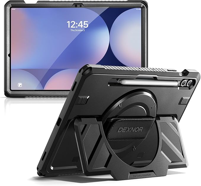 Dexnor Case for Samsung Galaxy Tab A11+/A11 Plus 11 inch 2025 Rugged Protective Case with 360° Rotating Hand Strap &amp Large Steady Stand &amp Screen Protector Shockproof Full-Body Bumper Cover B