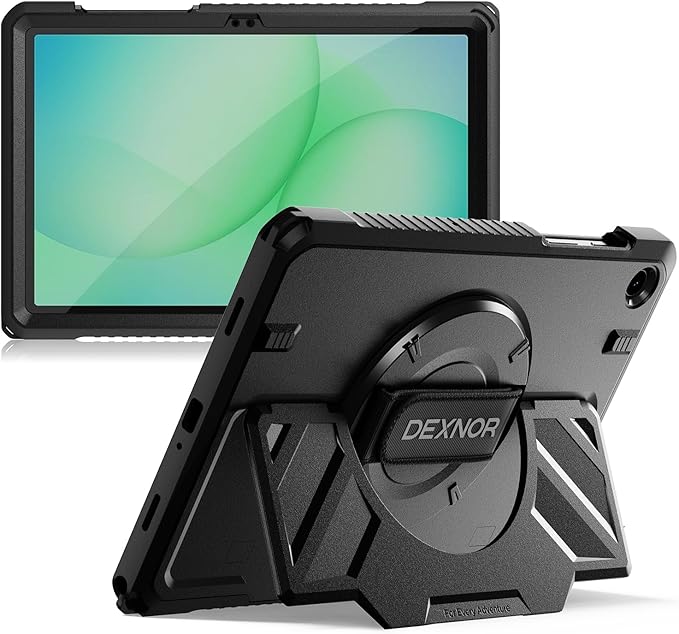 Dexnor Case for Samsung Galaxy Tab A11+/A11 Plus 11 inch 2025 Rugged Protective Case with 360° Rotating Hand Strap &amp Large Steady Stand &amp Screen Protector Shockproof Full-Body Bumper Cover B