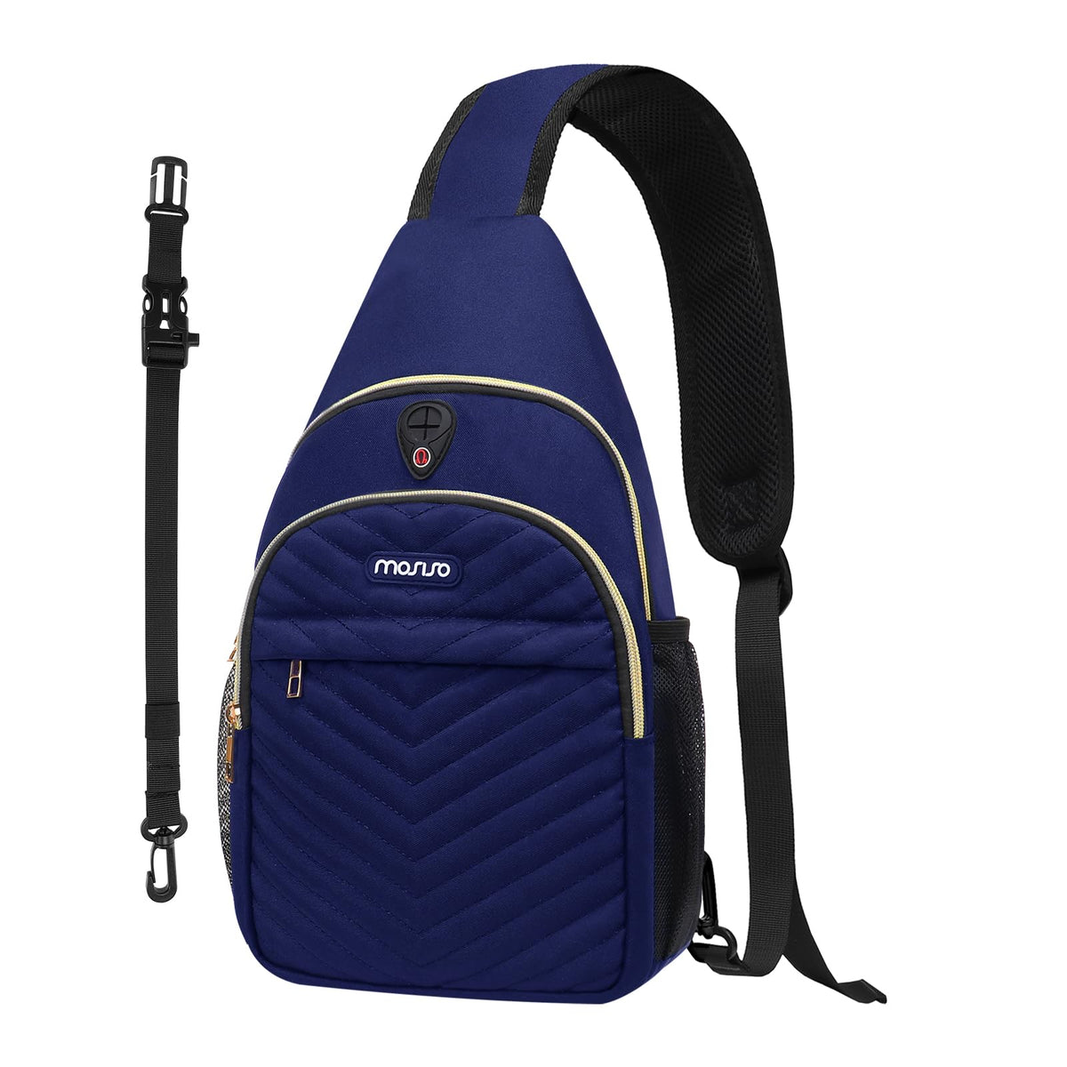 MOSISO Sling Backpack Small Hiking Daypack, Quilted Crossbody Sling Bag with Removable Strap One Shoulder Chest Bag, Navy Blue