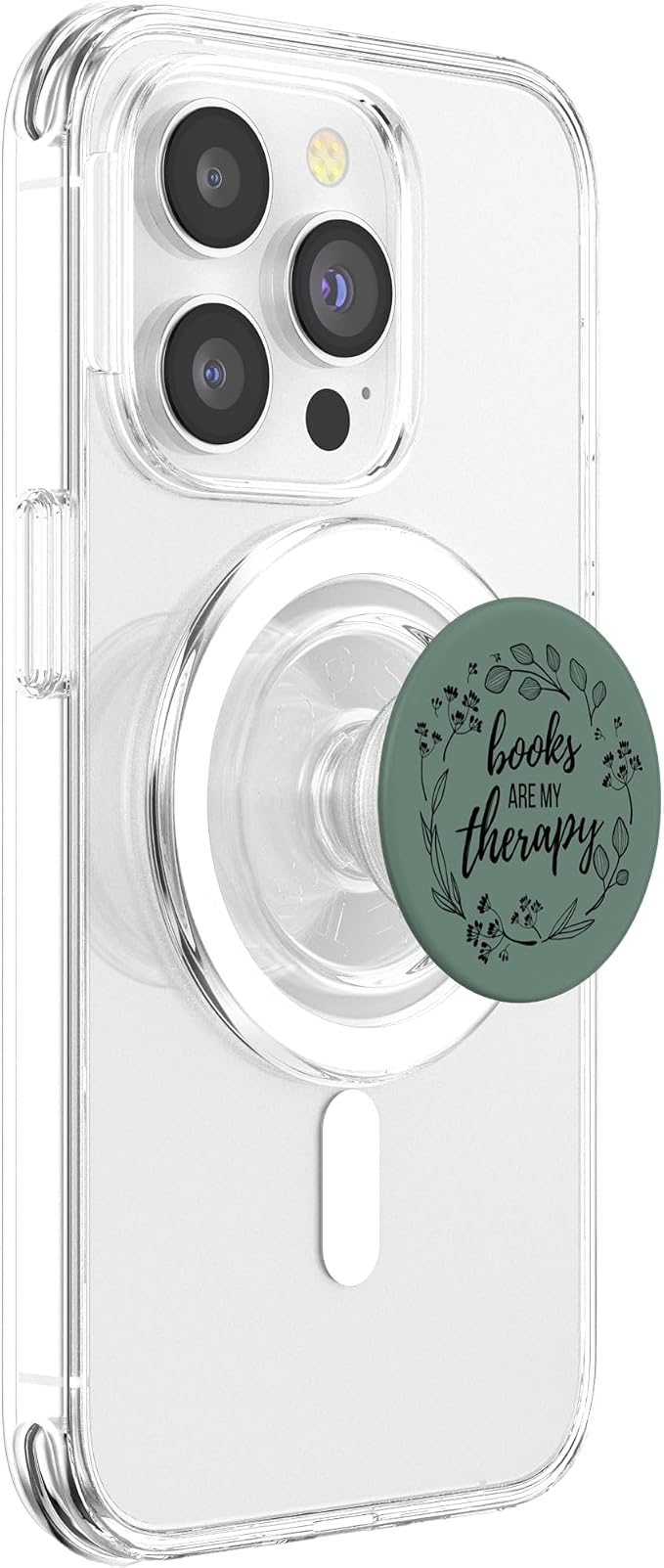 Books are My Therapy Lover Bookish Librarian Boho Floral PopSockets Adhesive PopGrip