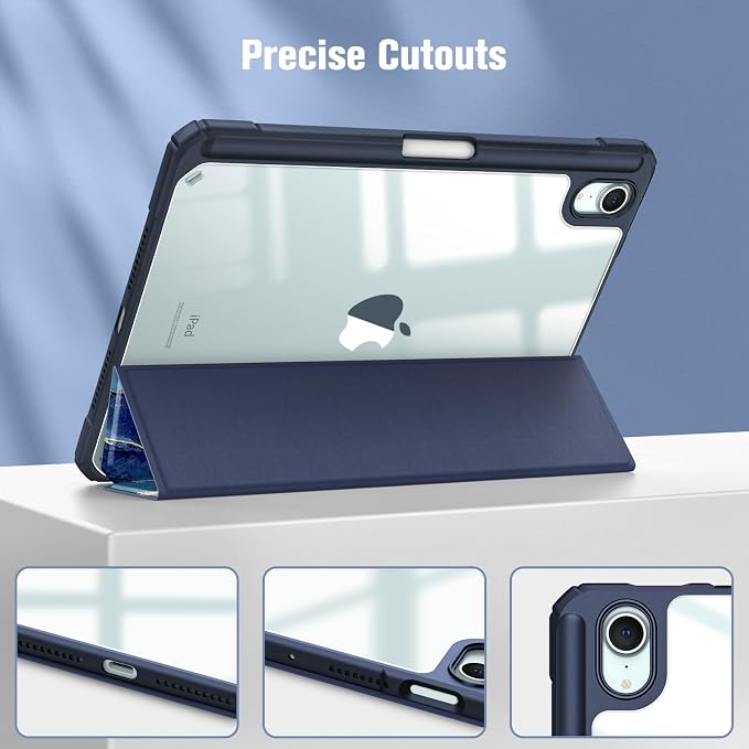 Fintie Clear Case for iPad mini 7th Generation (A17 Pro) / mini 6 8.3 | Slim Hybrid Shockproof Hard PC Back Cover Pencil Holder Viewing &amp Typing Angles Auto Sleep/Wake Black