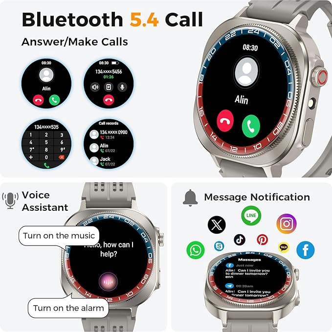 Soudorv Smart Watch, 2026 AMOLED 1.43" Smartwatch for Men Women(Answer/Make Call), 60 Days/130+ Sports/Flashlight, Heart Rate/Sleep Monitor, IP68 Waterproof Fitness Activity Tracker for Android iOS