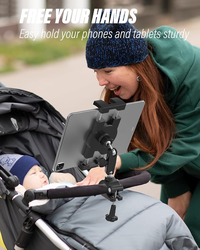 Z Fold Motorcycle Mount - [Foldable Phone Friendly] Bike Tablet Holder Bicycle Handlebar Tablet Clamp Scooter Phone Clip for Samasung Galaxy Fold 7 6 5 4 3 2 Tabs Google Pixel Pro iPad iPhone