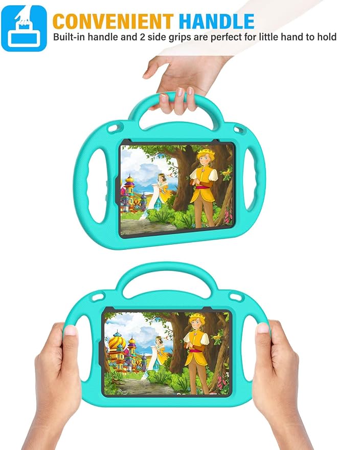 Kids Case for iPad Mini 7 (A17 Pro) 2024/ Mini 6 2021 iPad Mini 7th/6th Generation Case with Shoulder Strap - Durable Shockproof with Handle Stand Protective Cover for iPad 8.3 Inch Black
