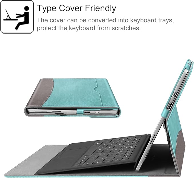 Fintie Case for 12.3 Inch Microsoft Surface Pro 7 Plus Surface Pro 7/6/5/4/3 - Portfolio Business Cover with Pocket Compatible with Type Cover Keyboard Black