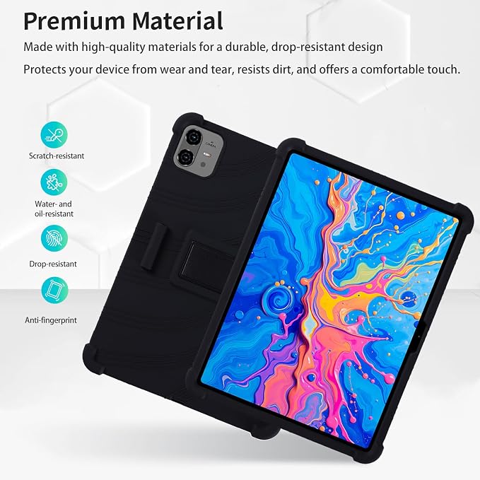 Case for TECLAST Artpad Pro 12.7-Inch Tablet – Shockproof Silicone Protective Cover with Kickstand Drop-Resistant Business Style (Black)