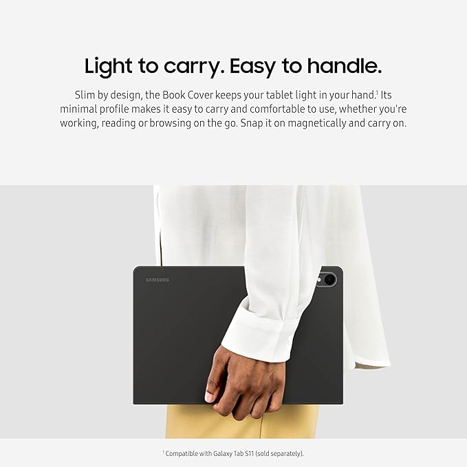 Samsung Galaxy Tab S11 Smart Book Cover Tablet Case Minimalist Style Slim and Sleek Foldable Stand US Version Black