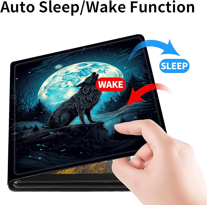Case for 7 All-New Kindle Paperwhite (12th Generation 2024) and Kindle Colorsoft Signature Edition CoverSlim PU Leather Smart Cases with Auto Wake/Sleep-Black Cat Night Sky