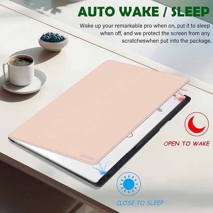 Case for Remarkable Paper Pro Tablet 11.8 (Released in 2024) Hard Back Shell Protective Book Folio Cover with Built-in Pen Holder with Auto Sleep/Wake Function.