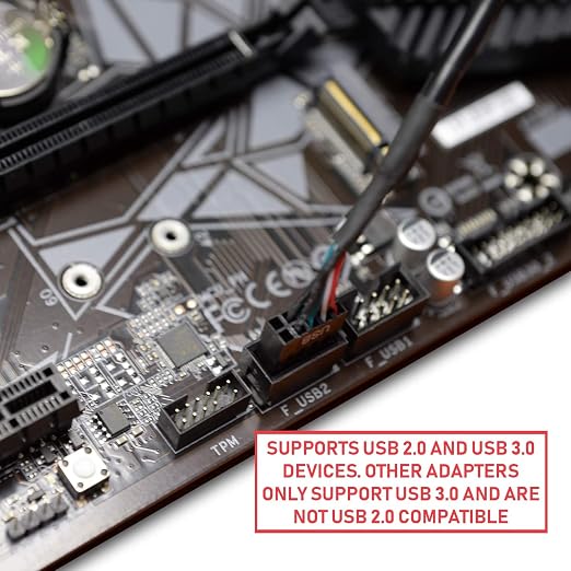LINKUP USB 3.2 Gen2 Internal Adapter | 20-Pin Header to USB-A | 10Gbps male to female for PC front panel