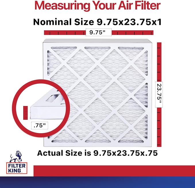 Filter King Air Filters 9.75x23.75x1 | 6 Pack | MERV 11 HVAC Pleated AC Furnace