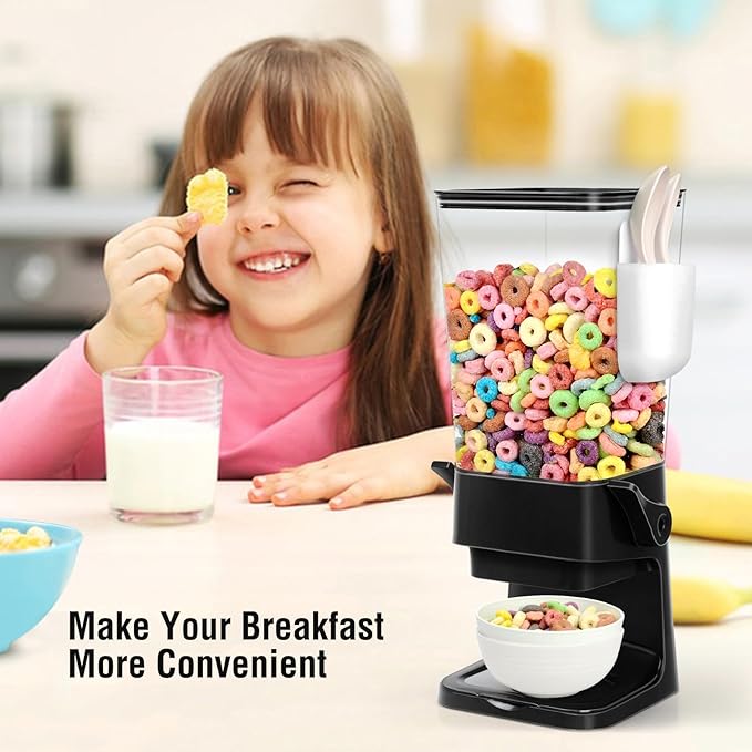 Cereal Dispenser Countertop with 4 Pack Bowls and Spoons 5.5 Qt Large Cereal Storage Container Holder for Pantry Dry Food Nut Dispenser Snack Candy Organizer Kitchen Organization for Oatmeal Granola