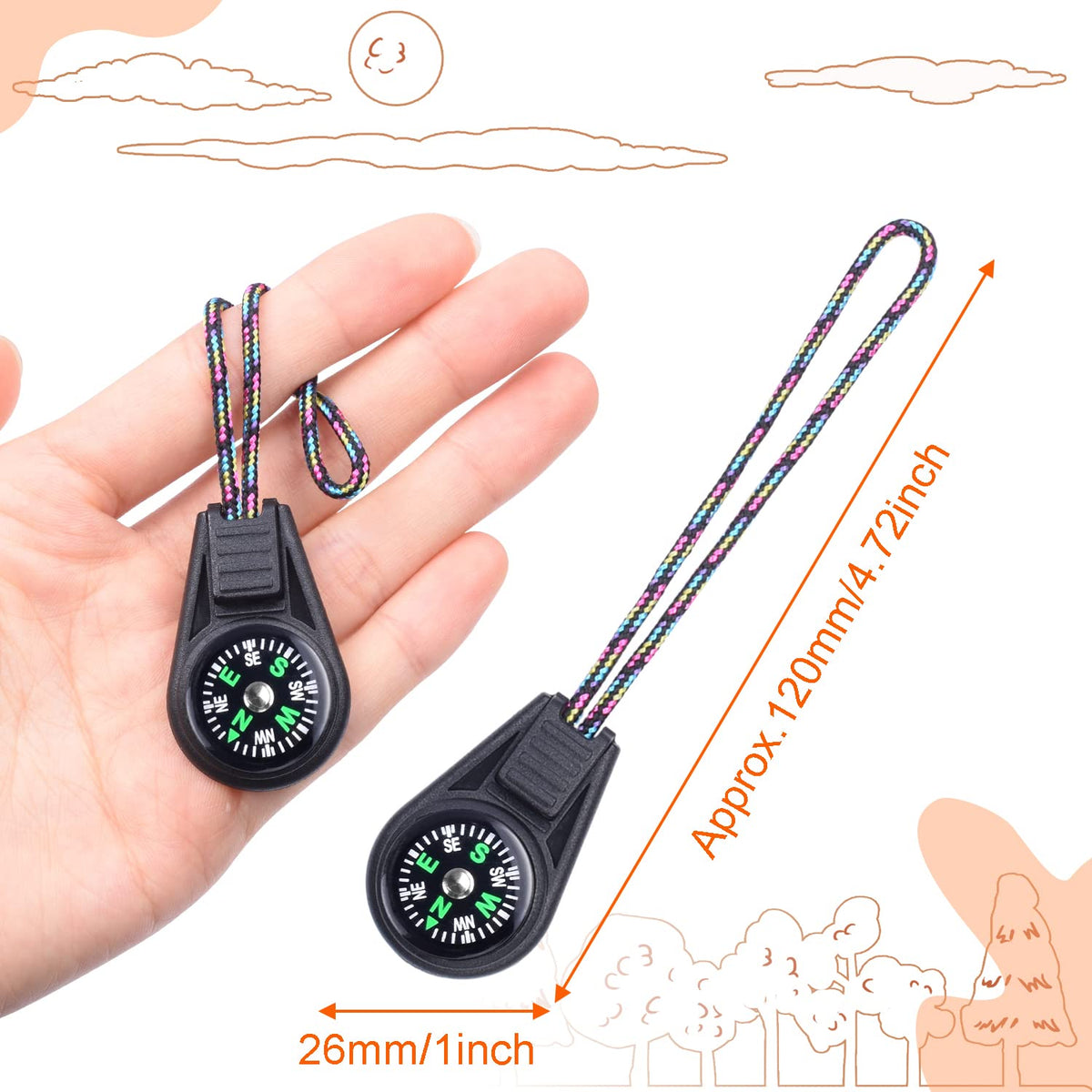 10 Pack Kids Compass - Mini Compass for Kids & Children's Classroom Navigation, Plastic Compass for Party Favors/Hiking/Boy Scout/Outdoor Survival (Mix)
