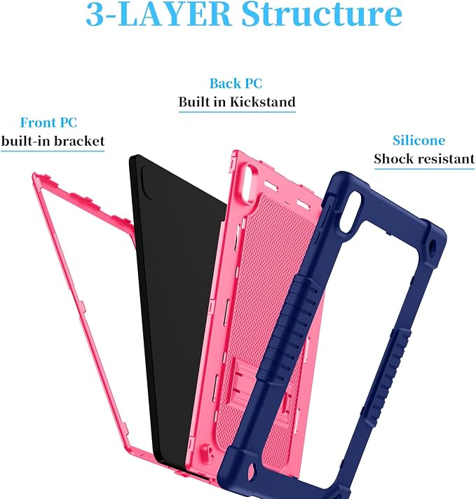 for Onn. 12.1 Tablet Pro 2024 Model Tablet Case with 2 Pcs Screen ProtectorHeavy Duty Shockproof Stand Shoulder Strap Case for Walmart Onn 12.1 2024 Model:100146663 (Black/Blue)