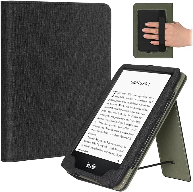 Fancity Case for Kindle Paperwhite 7/6.8 12th/11th Generation 2025 2024 | PU Leather Case with Auto Wake/Sleep Hand Strap for Kindle Paperwhite/Colorsoft Signature Edition 2021 Monet's Garden