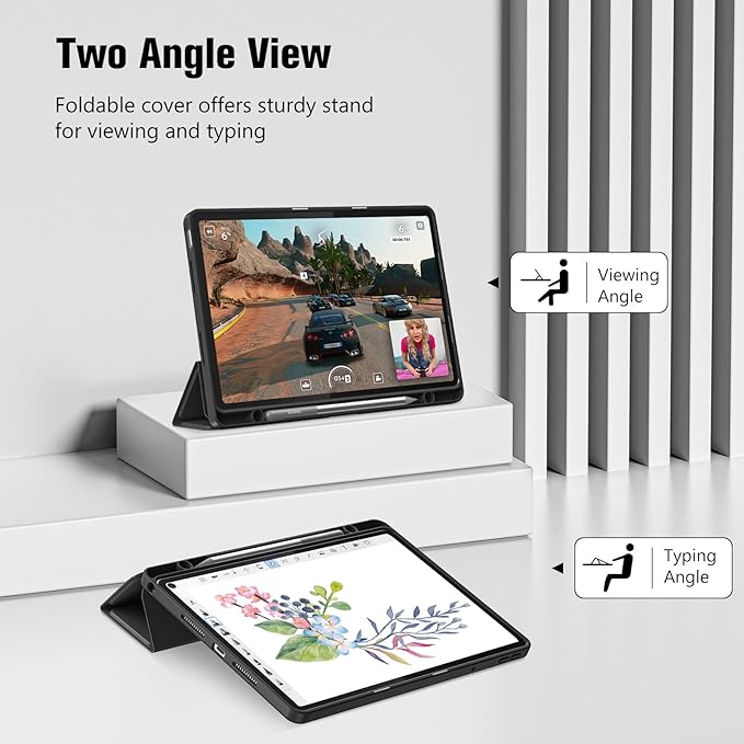 ProCase Full-Edge Case for Lenovo Idea Tab 11 2025 &amp Tab K11 Gen 2 | Slim Trifold Stand Cover with Shockproof TPU Back Pencil Holder &amp Full Protection - Black