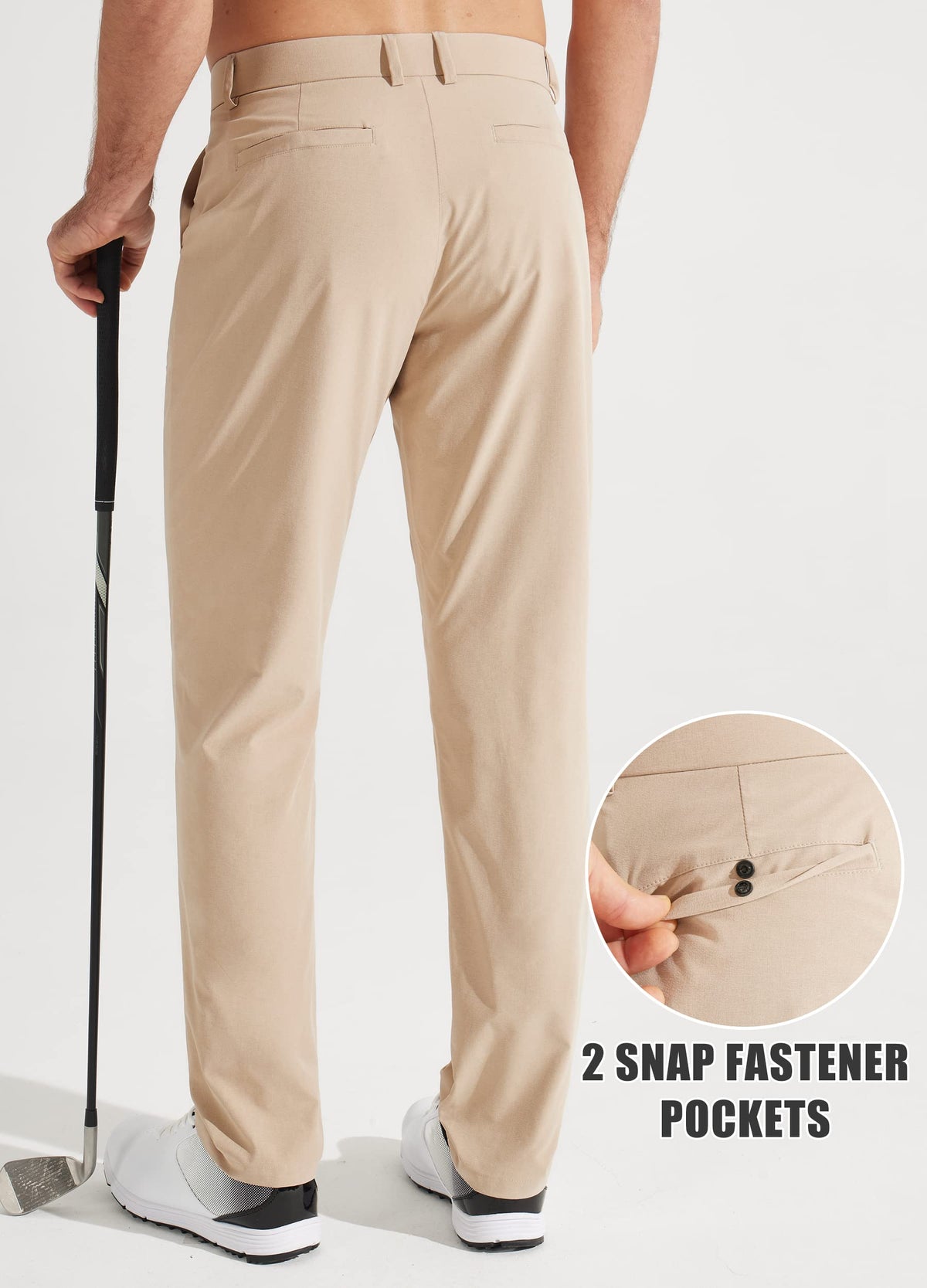 Libin Men's All Day Comfy 34" Golf Pants Khaki 33W x 34L