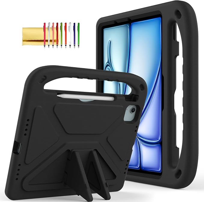 Dteck Kids Case for iPad 10.2 - Shockproof Rugged EVA Handle Stand Child Proof Case for iPad 9/8/7 Generation Black