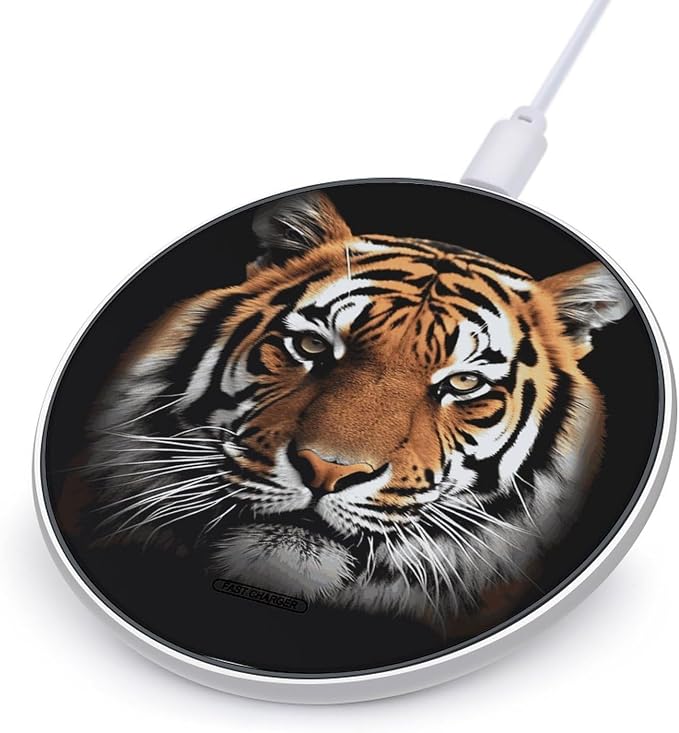 Tiger Face Wireless Charger 10W Fast Charging Pad Anti-Slip Qi Certified Wireless Charging Pad Charging Station Portable Phone Charger for All Wireless Charging Smartphone