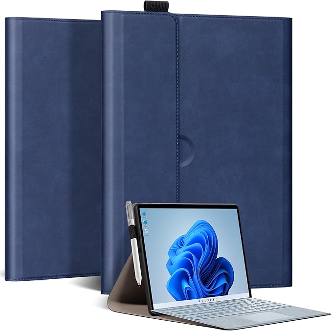 for Microsoft Surface Pro 12 inch Case 1st Edition (2025) Leather Protective Shell Protection Cover Compatible with Type Cover Keyboard and Pencil Holder.Black