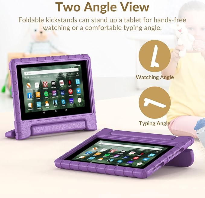 Kids Case for Kindle Fire HD 8 Tablet Case (8th/7th/6th) Shockproof Blue | 2018/2017/2016 Release Lightweight EVA Handle Stand Full Protection For Kids Daily Use