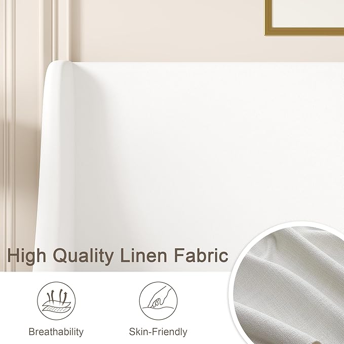 VECELO Queen Bed Frame with Upholstered Wingback Headboard, Heavy-Duty Platform Bedframe with Charging Station, Wooden Slats, No Box Spring Needed, White
