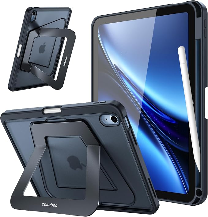 Fintie Shockproof Case for iPad (A16) 11th Gen 11-in iPad 10th Gen 10.9 | Slim Frosted Hard Back Cover Multi-Angle Viewing Built-in Kickstand &amp Pencil Holder Anti-Scratch Black
