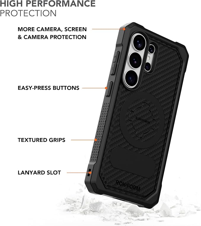 Rokform Rugged Case for Galaxy S26 Magnetic + RokLock (Black)