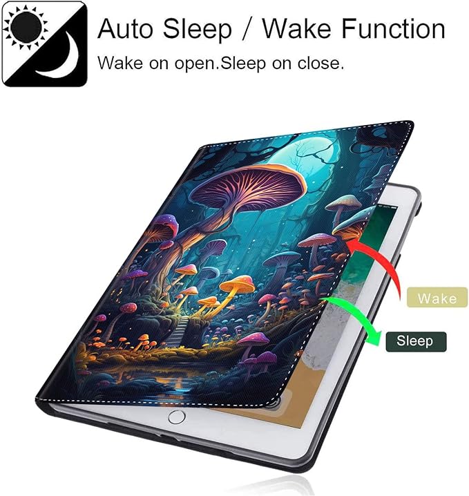 Case for Samsung Galaxy Tab S10 FE Plus 5G Multi-Angle Stand Smart Cover Shockproof with Auto Wake/Sleep for Galaxy Tab S10 FE+ 13.1 Inch (SM-X620/SM-X626B) 2025 Magic Mushrooms Fungus