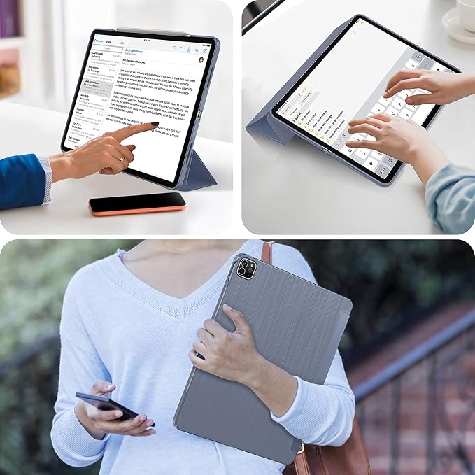 Soke Case for iPad Air 13 Inch (M3/M2) 2025/2024iPad Pro 12.9 2022 2021(6th 5th Generation) - [Slim Trifold Stand + Auto Wake/Sleep]Protective Hard PC Back Cover (Black)
