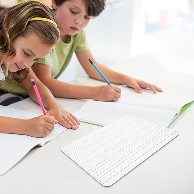 Double Sided Dry Erase Board 12x18 Inch with Lined Grid and Plain Surface, Small Whiteboard for Office and Classroom Use, Personal Portable Writing Board for Meetings and Study