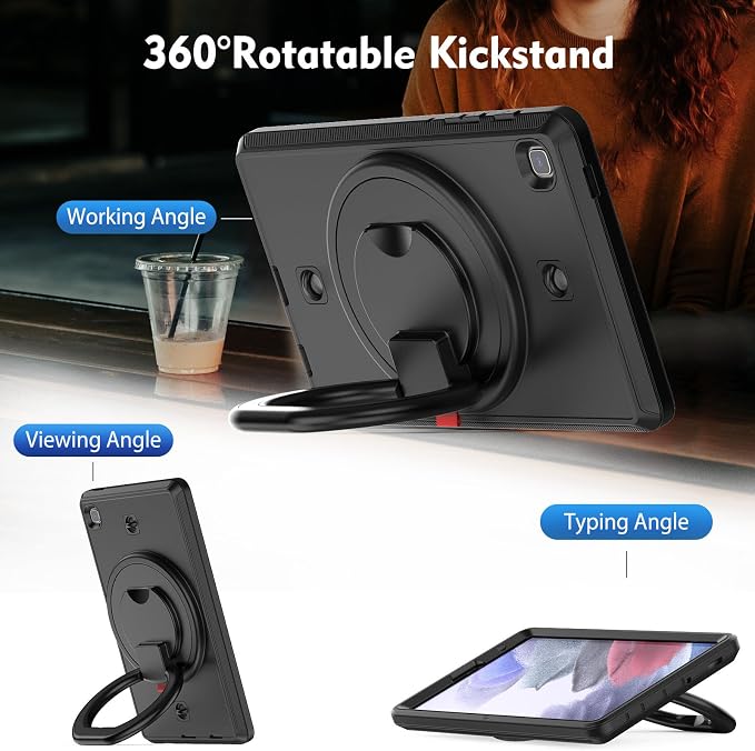 Galaxy Tab A7 Lite Case CBUS Heavy-Duty Case with Built-in Screen Protector for Samsung Galaxy Tab A7 Lite 8.7” Tablet –– Full Body (Black)