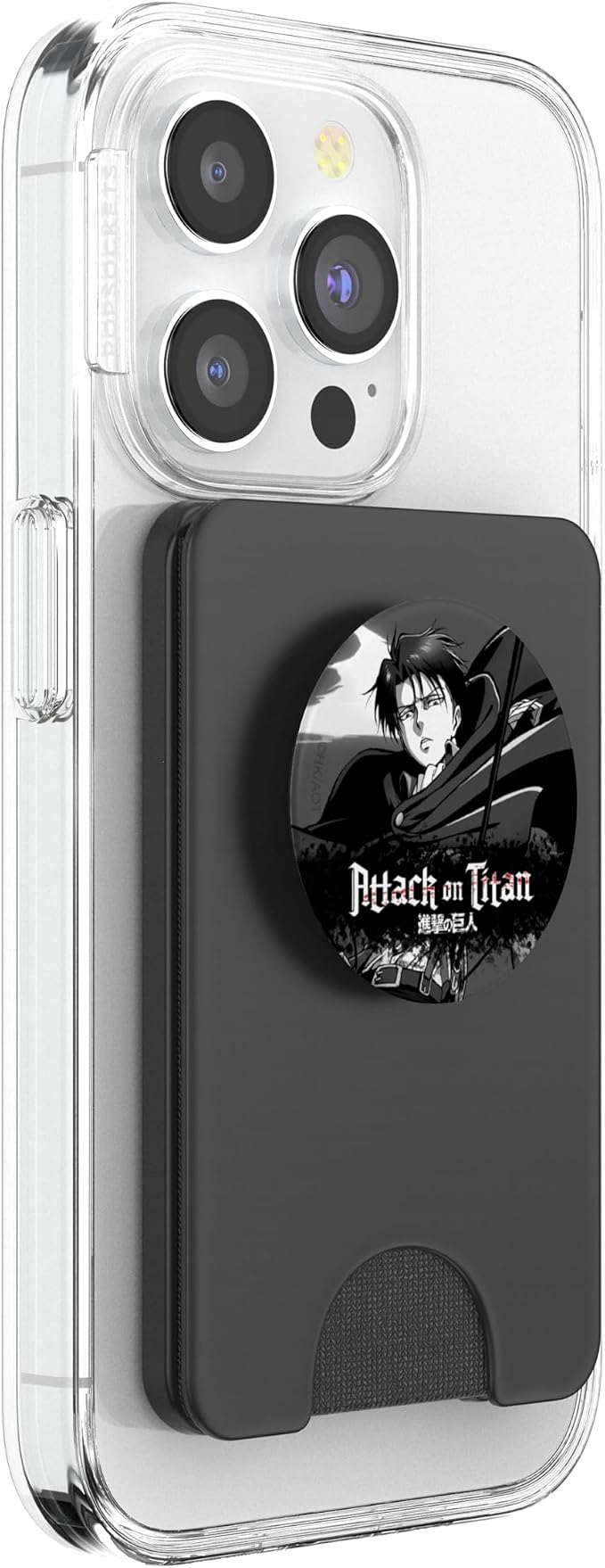 Attack on Titan Black and White Levi Splatter Logo Anime PopSockets PopWallet for MagSafe