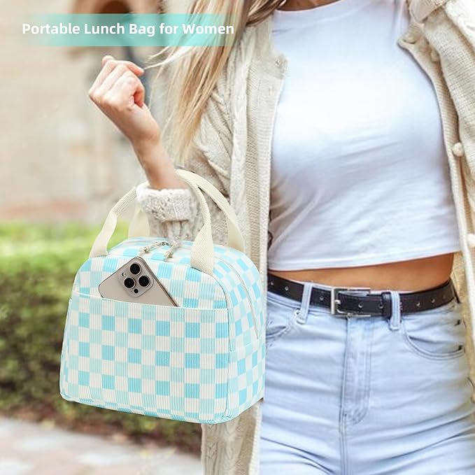 LEDAOU Lunch Box for Women Insulated Lunch Bag Corduroy Lunch Tote Bags Leakproof Cooler Lunch Case for Travel Work Picnic