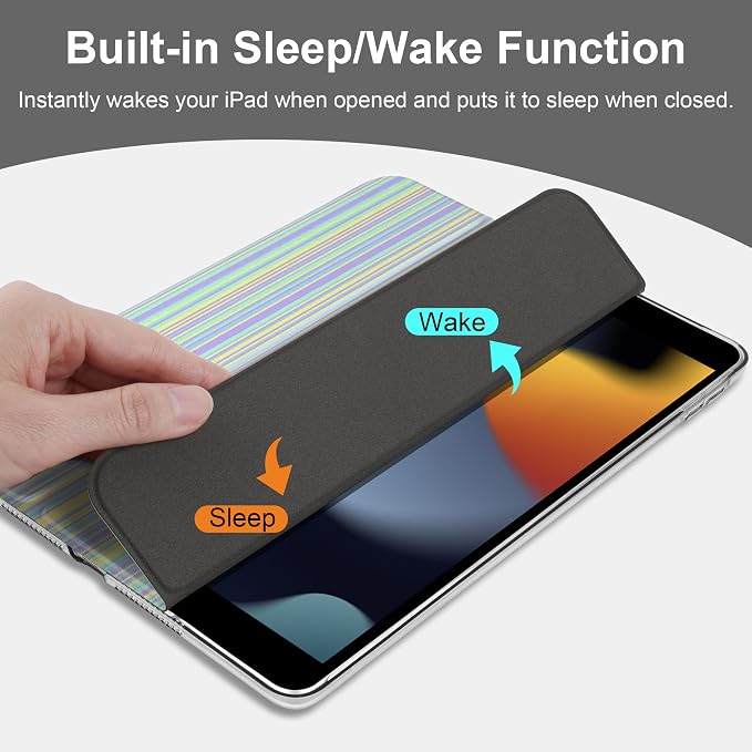 Compatible with iPad 10.2 Inch Case 2021 2020 2019 Smart Lightweight Trifold Stand Hard Plastic Transparent Cover Support Auto Sleep/Wake for iPad 10.2 9th/8th/7th Gen - Bear &amp Cherry