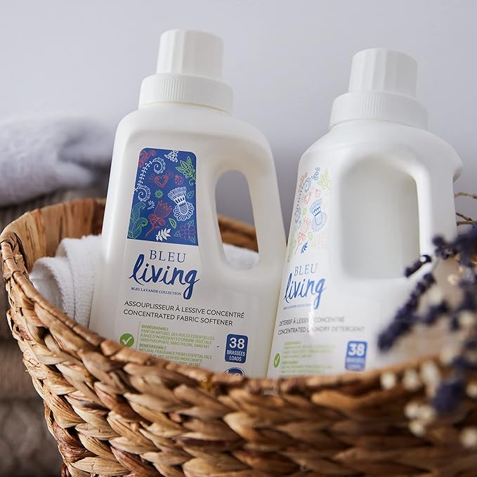 Bleu Lavande - Natural Fabric Softener & Liquid Laundry Detergent - 2x More Concentrated - Pure Lavender Essential Oil - Biodegradable - No artificial fragrances - 6 x 32.1 Fl Oz - 6 Pack