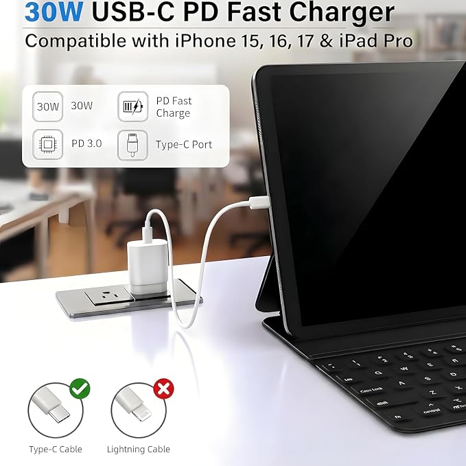 TT&ampC 2-Pack 30W USB C Charger Block Wall Power Adapter for iPhone 171615 | PD 3.0 fast charging Block Compatible with iPhone 17/16/15/14/13 Pro Max series iPad Pro &amp Galaxy S26/S25/S24 (