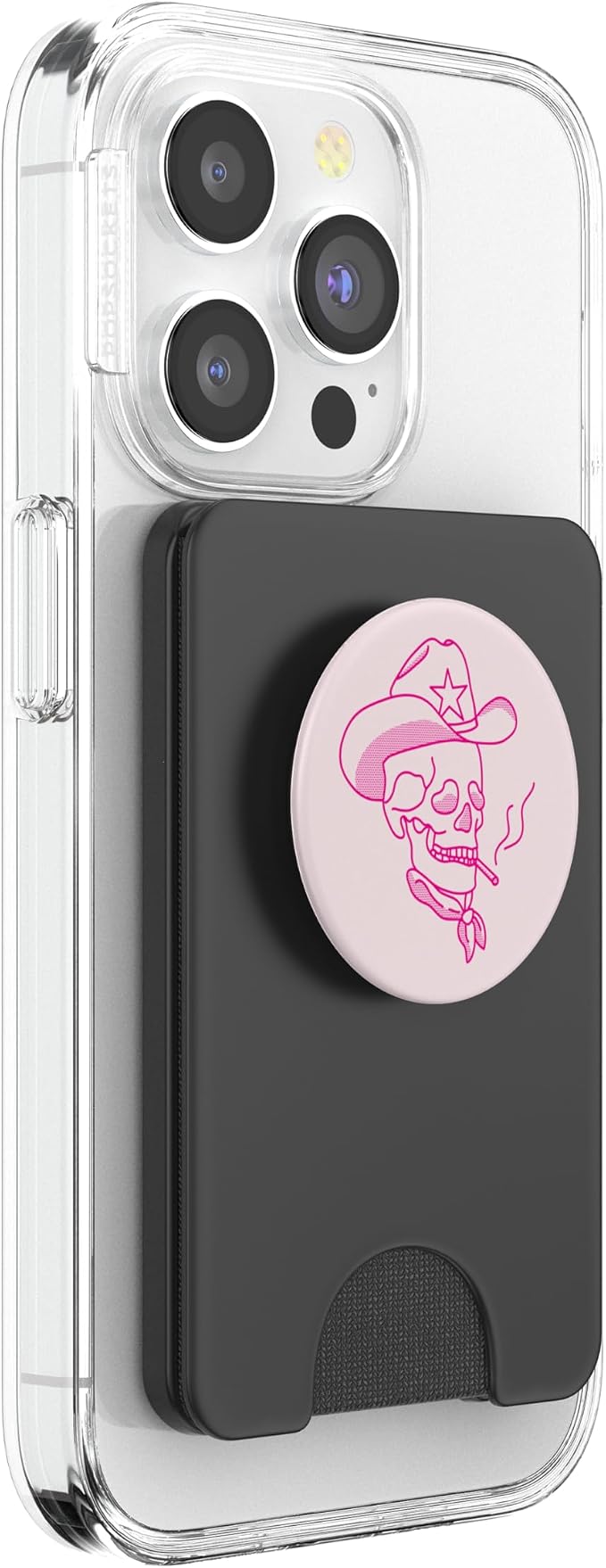 Hot Pink Western Cowboy Hat Skull Smoking PopSockets Adhesive PopGrip
