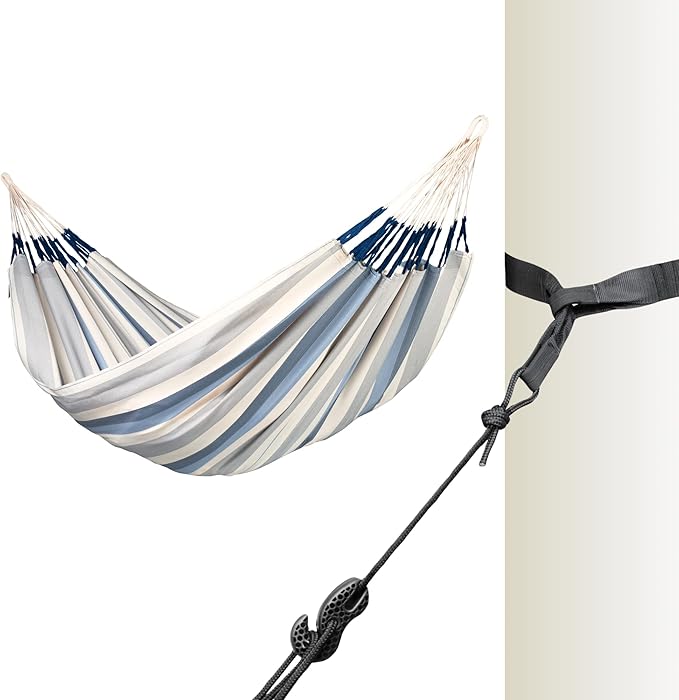 La Siesta® XL King Brisa Classic Hammock & TreeMount, Trees Beams Posts Suspension Kit- Indoor Outdoor Hammock Swing, Weather Tear Resistant, Sea Salt