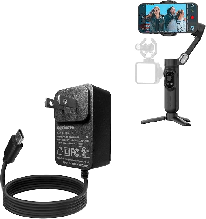 BoxWave Charger Compatible with AOCHUAN Phone Gimbal Stabilizer - Wall Charger Direct (15W) Rapid Charge Your Device with Built-in 3ft Cable