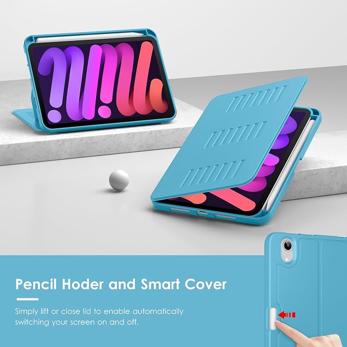 VIKESI Case for iPad mini 7 (A17 Pro) and iPad mini 6Multiple Angles Magnetic Stand CoverShockproof Soft BackPencil Holderand Auto Sleep/WakeBlack
