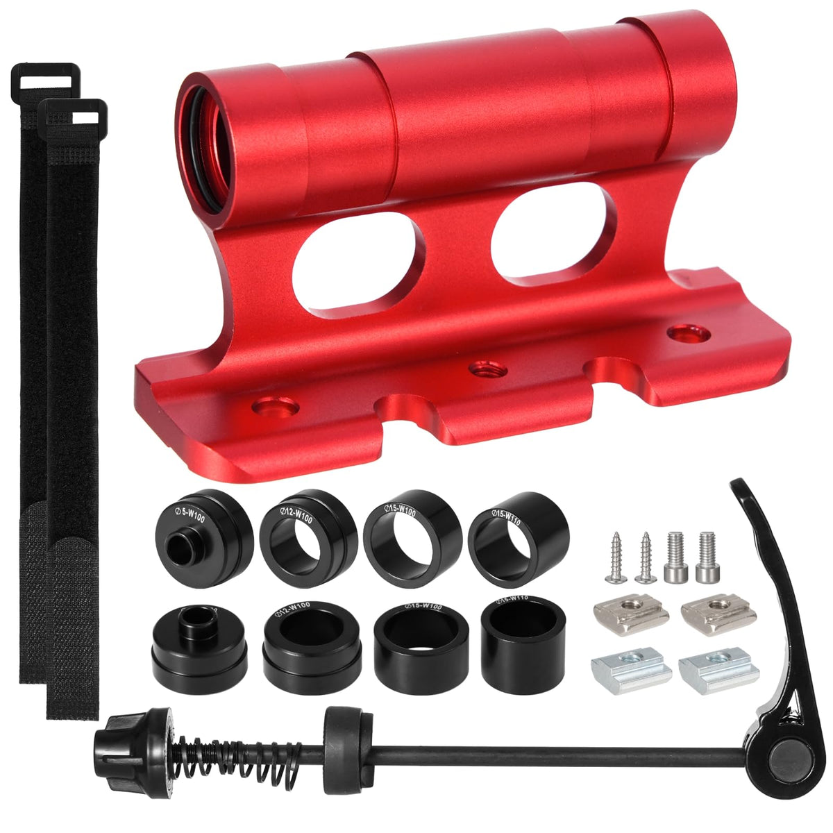 Bicycle Quick Release Front Fork Mount - Thru Axle Carrier Bike Fork Rack Block with 4 Adapters, Car Roof or Trunk Installation Bike Stand Holder for Car Truck Van